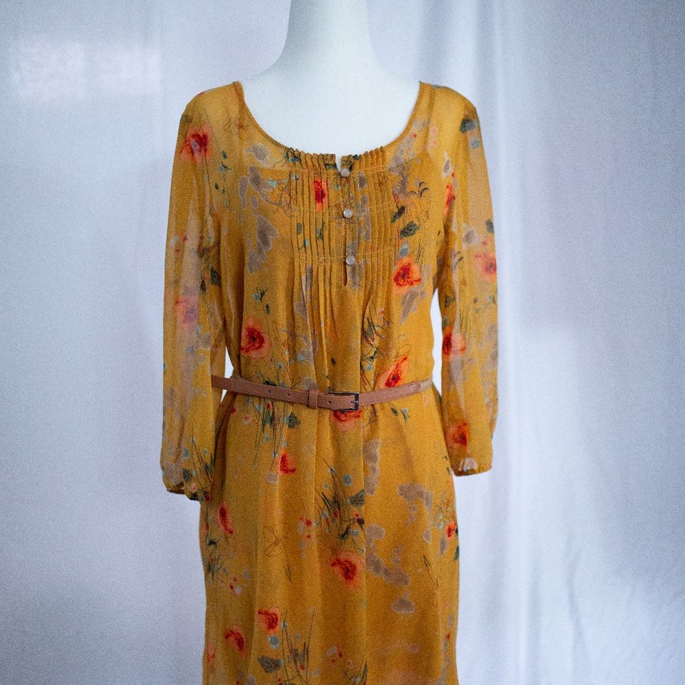 Kensie Brand Yellow Floral Print Dress
